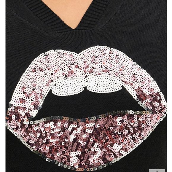 💕 Torrid  Pink Sequin Lips Sweater w/ Hood - Picture 5 of 5